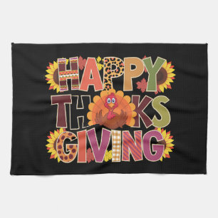 Happy Thanksgiving Turkey Funny Pumpkin Season Kitchen Towel