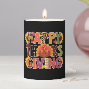 Happy Thanksgiving Turkey Funny Pumpkin Season Pillar Candle