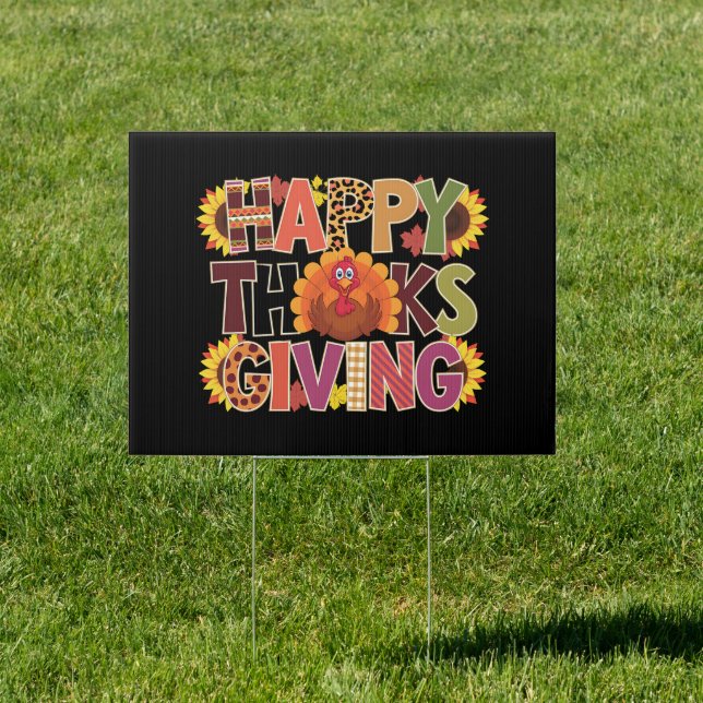 Happy Thanksgiving Turkey Funny Pumpkin Season Sign (Insitu)