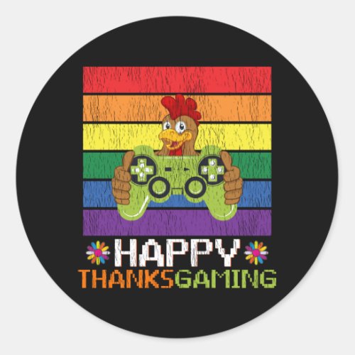 Happy Thanksgiving Turkey Gaming Video Game Gamer Classic Round Sticker