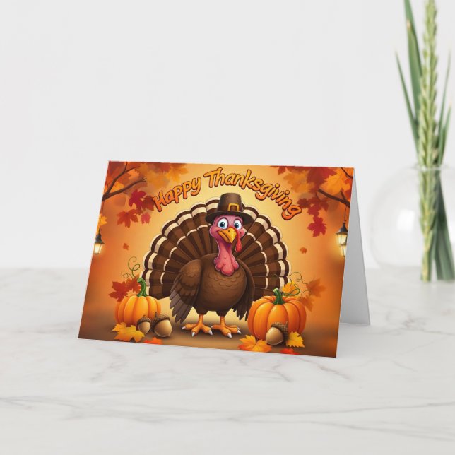 happy thanksgiving turkey holiday card (Front)