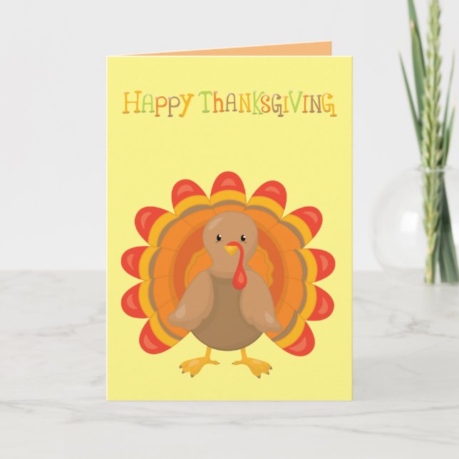Happy Thanksgiving Turkey Holiday Card (Front)