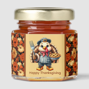 Happy Thanksgiving turkey Holiday Honey Jar Favors