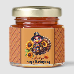Happy Thanksgiving turkey Holiday Honey Jar Favors
