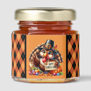 Happy Thanksgiving turkey Holiday Honey Jar Favors