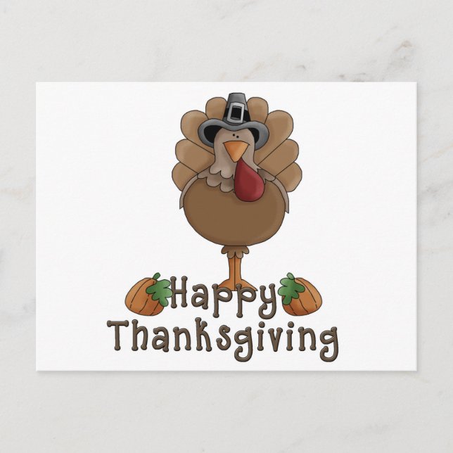 happy thanksgiving turkey holiday postcard (Front)
