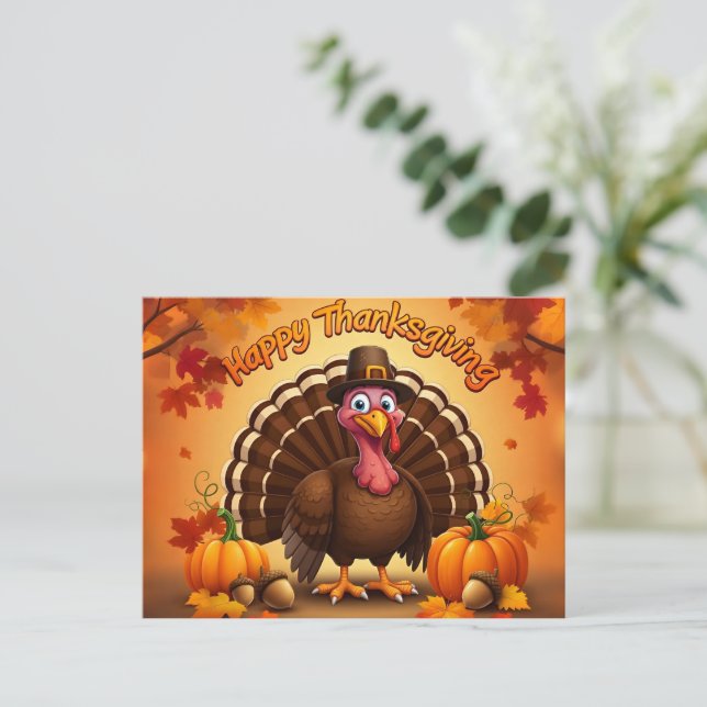 Happy Thanksgiving Turkey Holiday Postcard (Standing Front)