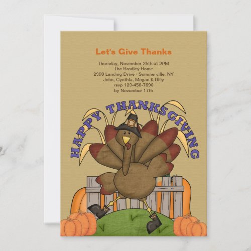 Happy Thanksgiving Turkey Invitation