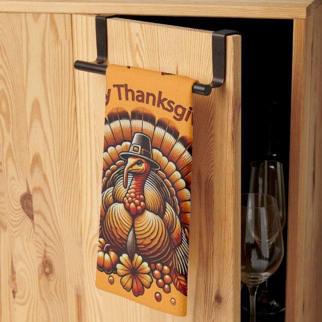 Happy Thanksgiving Turkey Kitchen Towel (Thirds Fold)