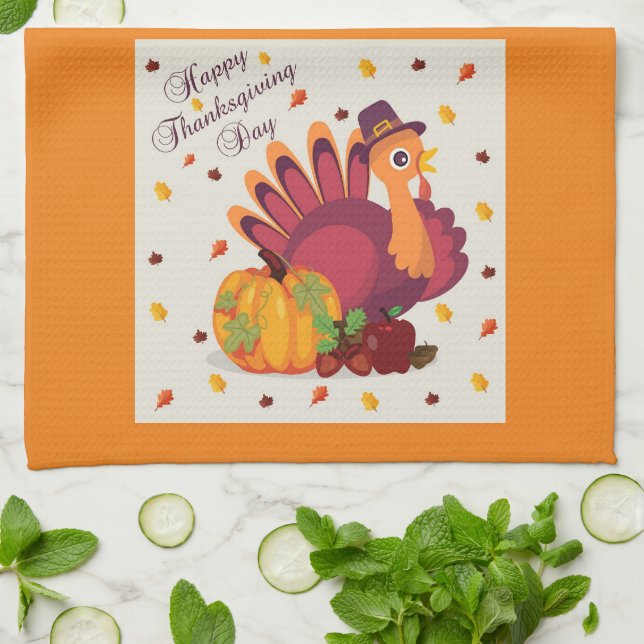 Happy Thanksgiving Turkey Kitchen Towel (Folded)