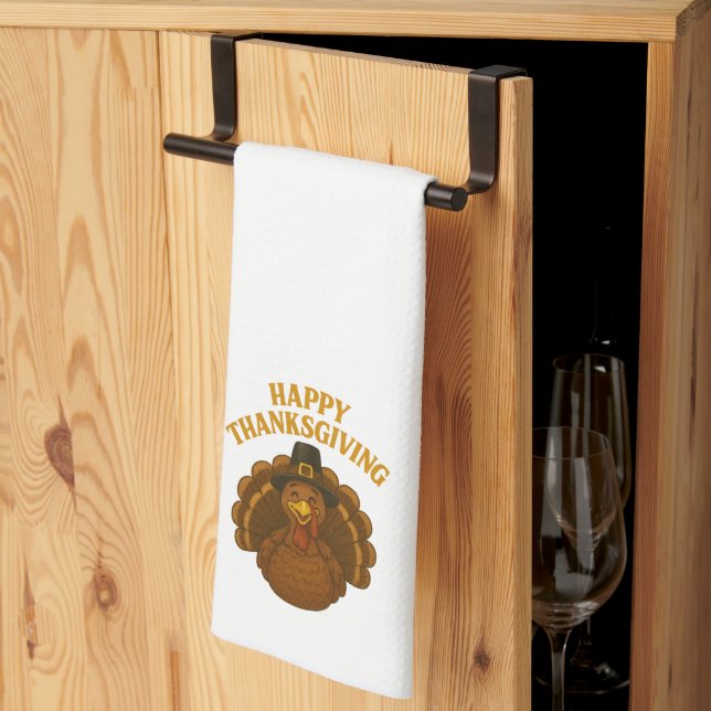 Happy Thanksgiving Turkey Kitchen Towel (Thirds Fold)