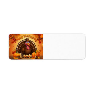 happy thanksgiving turkey label