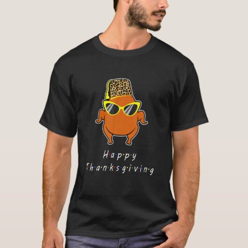 Happy Thanksgiving Turkey Leopard Print Hat T_Shirt