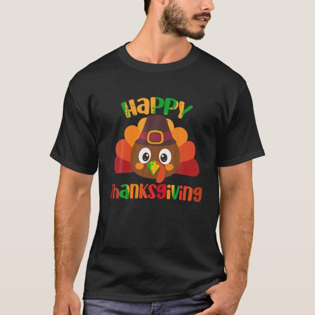 Happy Thanksgiving Turkey Little Pilgrim Gifts Fal T-Shirt (Front)