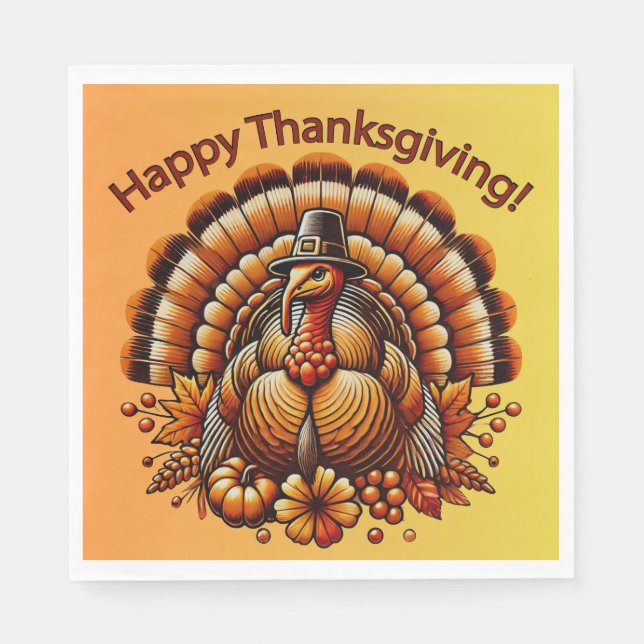 Happy Thanksgiving Turkey Napkins (Front)