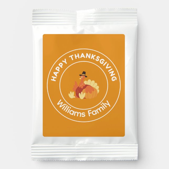 Happy Thanksgiving turkey orange Lemonade Drink Mix (Front)