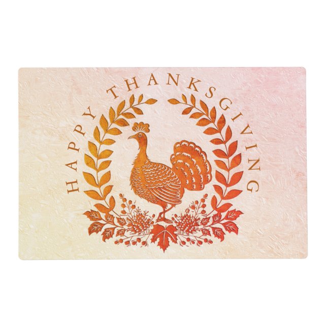 Happy Thanksgiving Turkey Paper Placemat (Front)