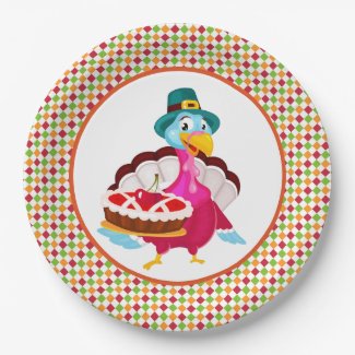 Happy Thanksgiving Turkey Paper Plates