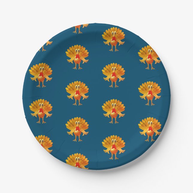 Happy Thanksgiving Turkey, Paper Plates (Front)