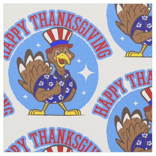 happy thanksgiving turkey patriotic american funny fabric