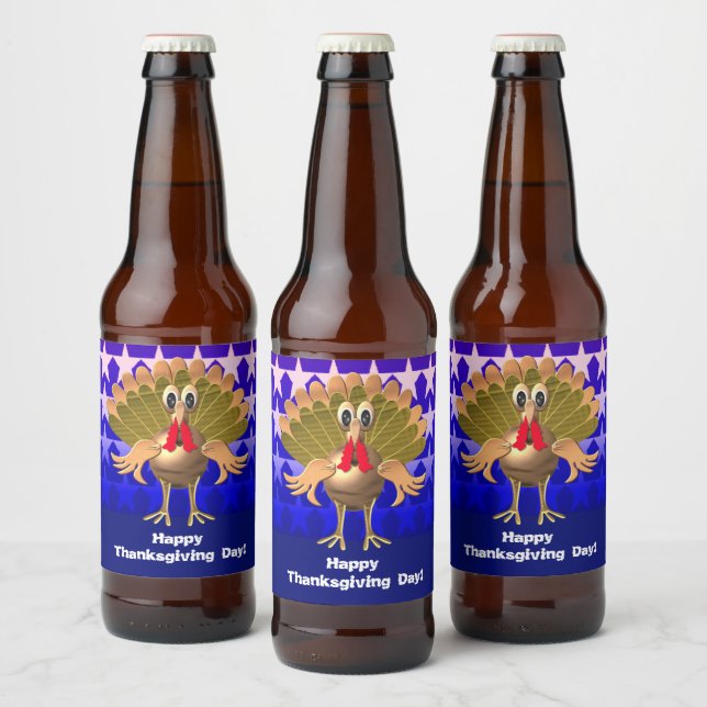 Happy Thanksgiving Turkey,Personalized Beer Bottle Label (Bottles)