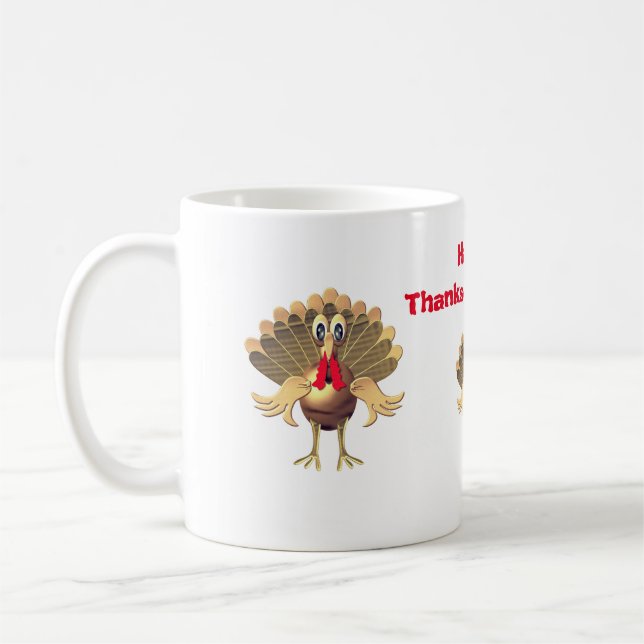 Happy Thanksgiving Turkey,Personalized Coffee Mug (Left)