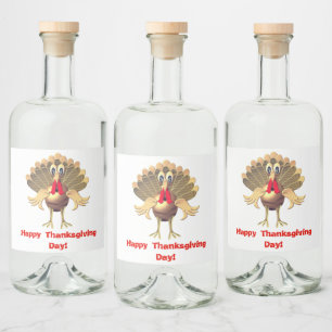 Happy Thanksgiving Turkey,Personalized Liquor Bottle Label