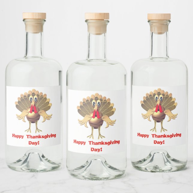 Happy Thanksgiving Turkey,Personalized Liquor Bottle Label (Bottles)
