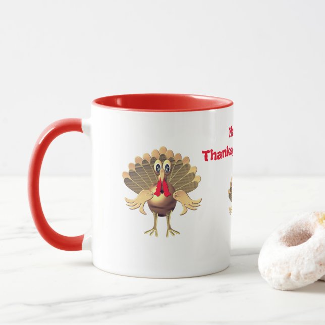 Happy Thanksgiving Turkey,Personalized Mug (With Donut)