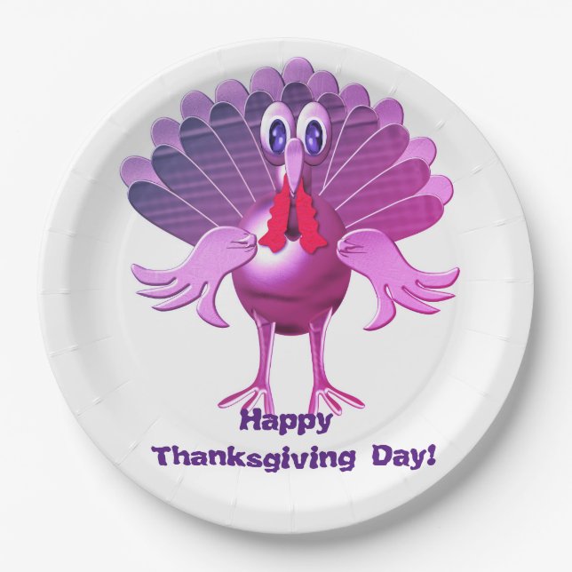 Happy Thanksgiving Turkey,Personalized Paper Plates (Front)