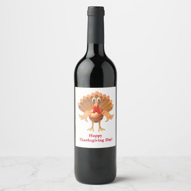 Happy Thanksgiving Turkey,Personalized Wine Label (Front)