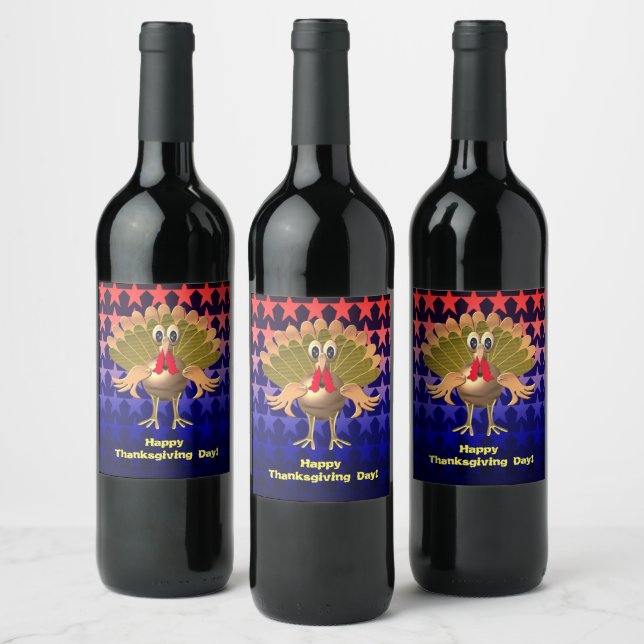 Happy Thanksgiving Turkey,Personalized Wine Label (Bottles)
