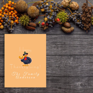 Happy thanksgiving turkey pie light orange card