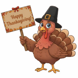 Happy Thanksgiving Turkey Pilgrim Table Decoration Cutout
