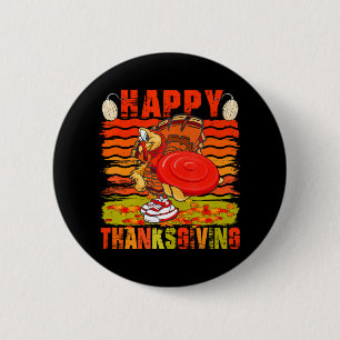 Happy Thanksgiving Turkey Playing Disc Golf Button