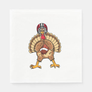 Happy Thanksgiving Turkey Playing Football Dad Men Napkins
