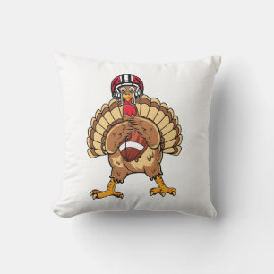 Happy Thanksgiving Turkey Playing Football Dad Men Throw Pillow