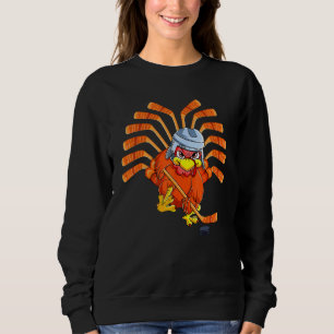 Happy Thanksgiving Turkey Playing Hockey Team Give Sweatshirt