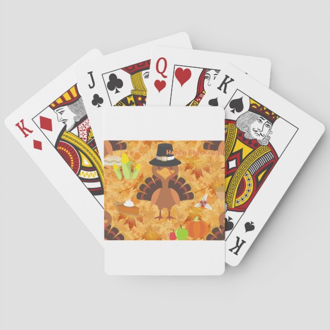 happy thanksgiving turkey poker cards (Back)