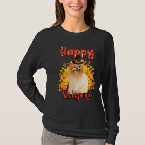 happy thanksgiving  turkey pomeranian lover  T_Shirt