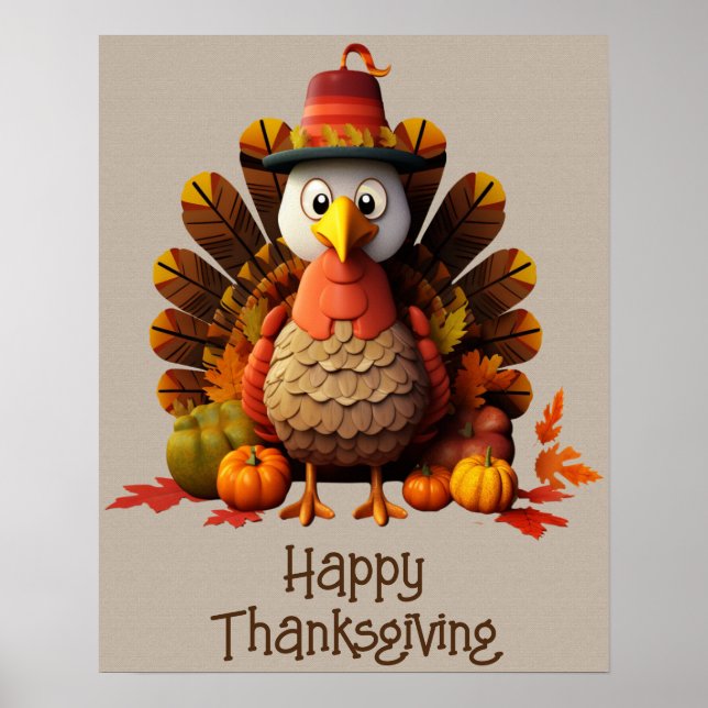 Happy Thanksgiving Turkey Poster (Front)