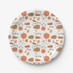 Happy Thanksgiving Turkey & Pumpkin Pie Paper Plates
