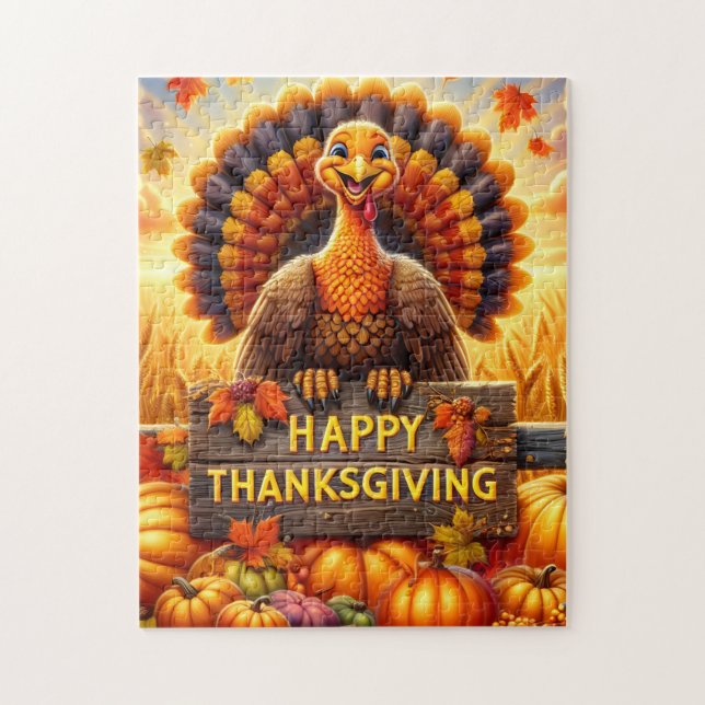 Happy Thanksgiving Turkey Puzzle (Vertical)