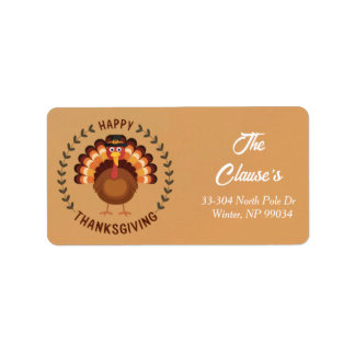 Happy Thanksgiving Turkey Return Address Label
