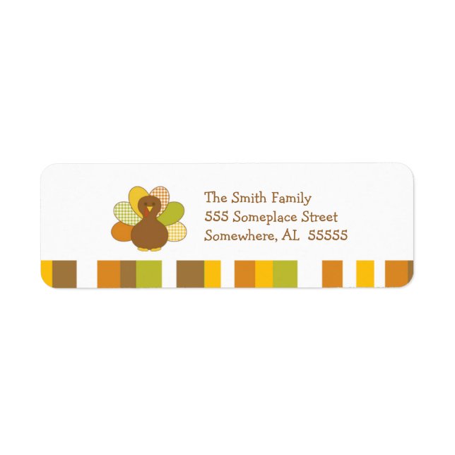 Happy Thanksgiving Turkey Return Address Label (Front)