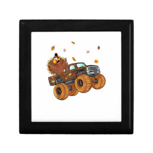 Happy Thanksgiving Turkey Riding Monster Truck Boy Gift Box