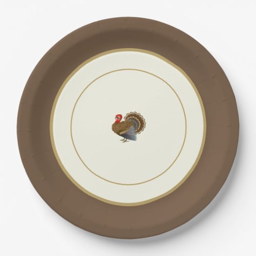 Happy Thanksgiving Turkey Rim Paper Plates