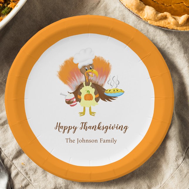 Happy Thanksgiving Turkey Serving Pie & Ice Cream Paper Plates (Tom Turkey's Feast: Serve Up Thanksgiving Joy with Our Festive Plates!)