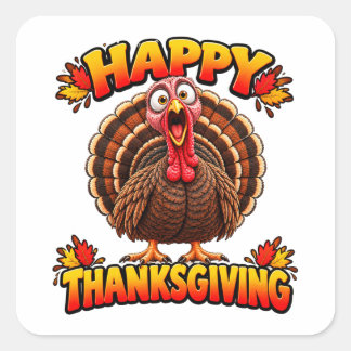 Happy Thanksgiving Turkey Square Sticker