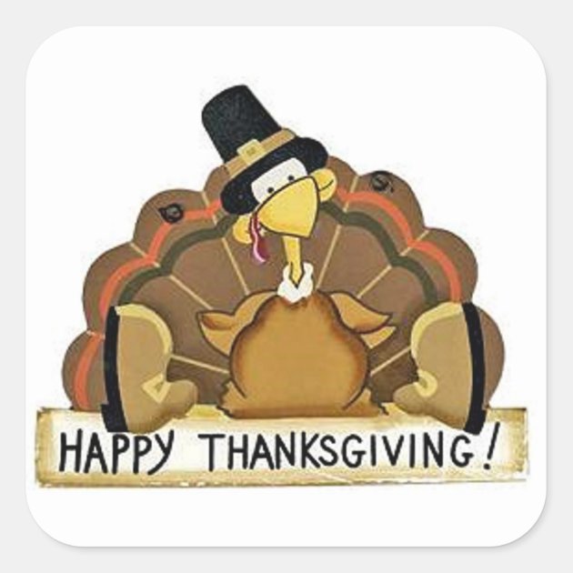 Happy Thanksgiving Turkey Square Sticker